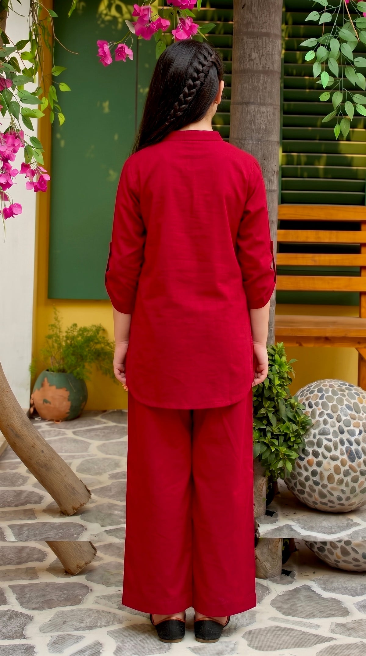 Red Embroidered Khaddar Co-Ord Set (Minor Defect)