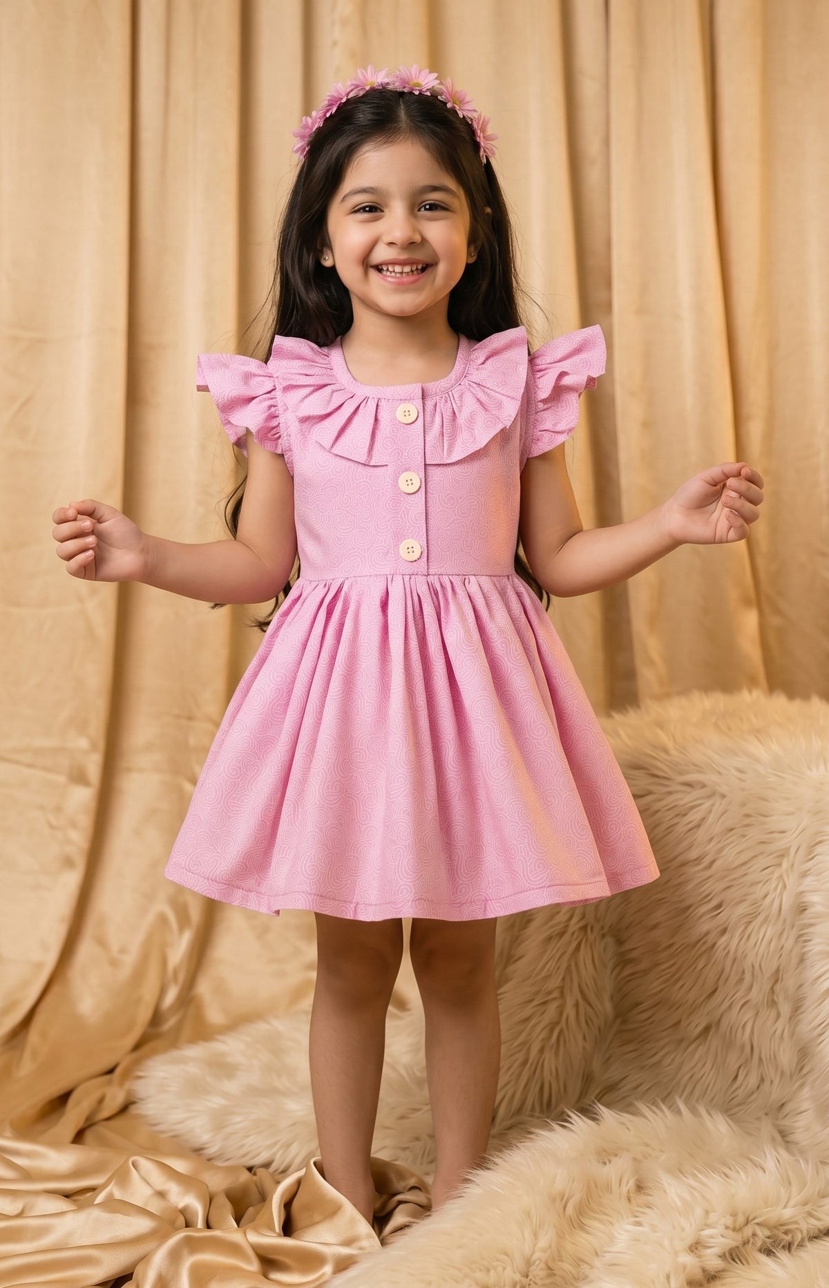 Baby Pink Cotton Frock (M007)
