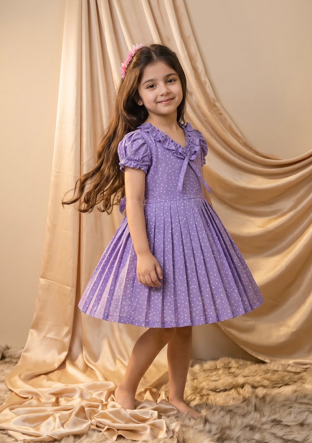 Purple Polka Dot Cotton Frock (Minor Defect)