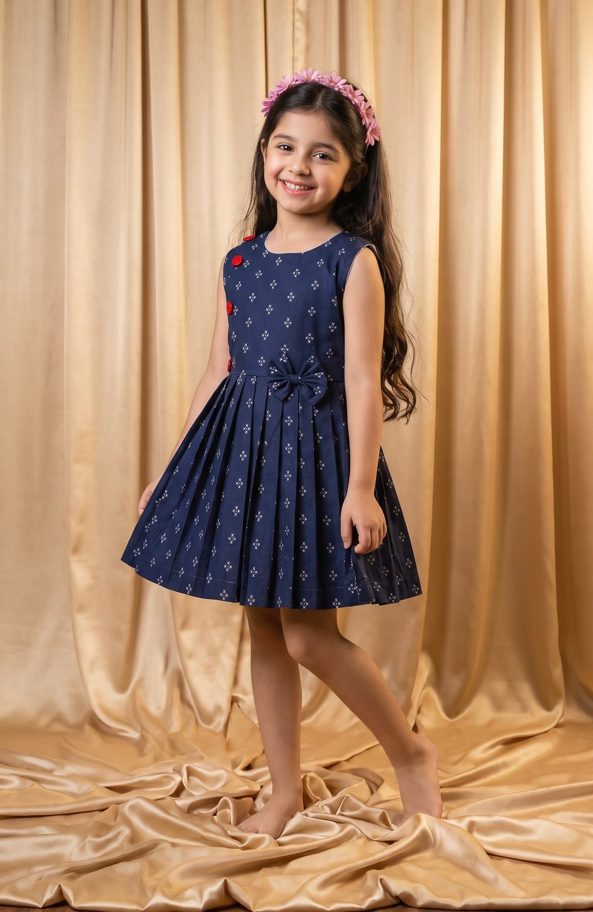 Navy Blue Cotton Frock (M079)