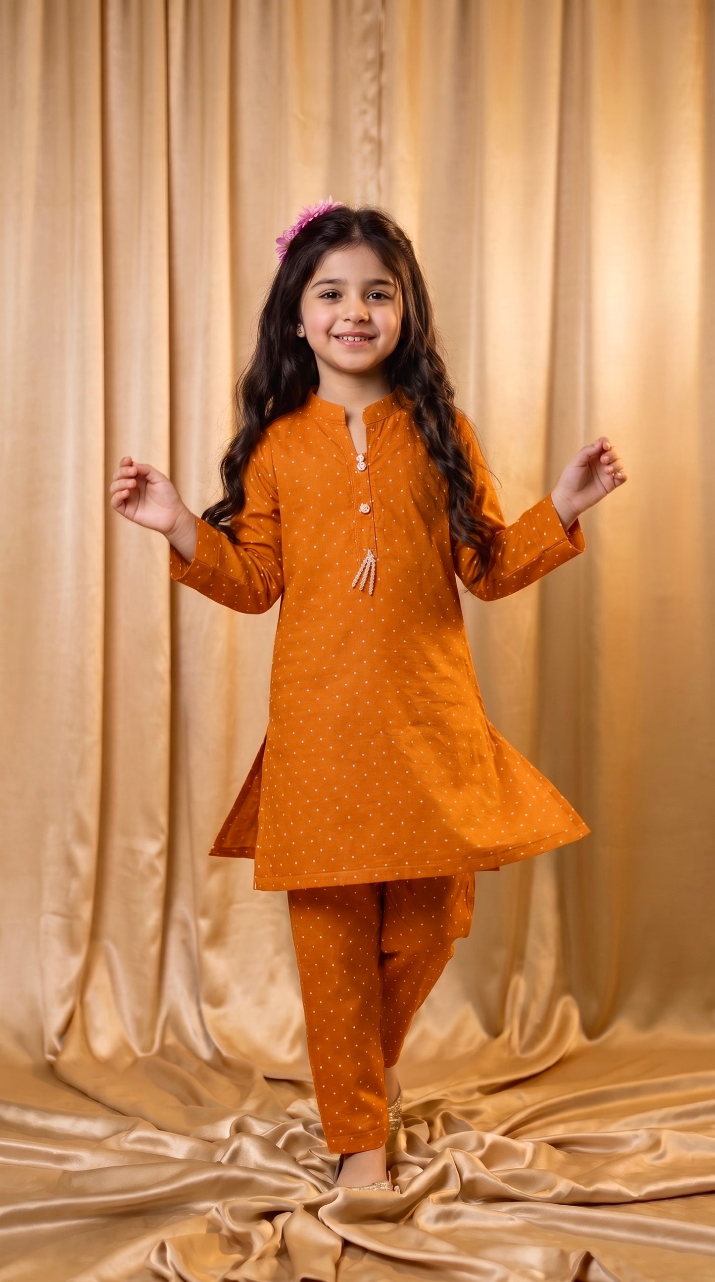 Rust Orange Polka Dot Cotton Co-Ord Set
