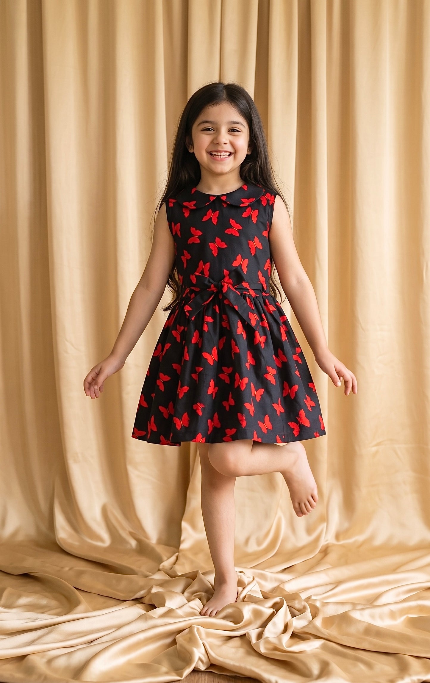 Black Butterfly Cotton Frock (M037)