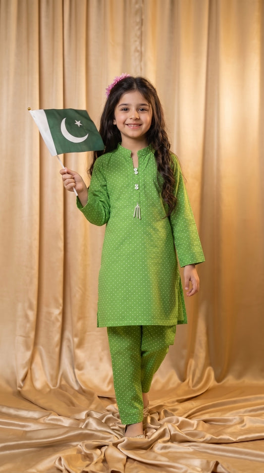 Green Polka Dot Cotton Co-Ord Set