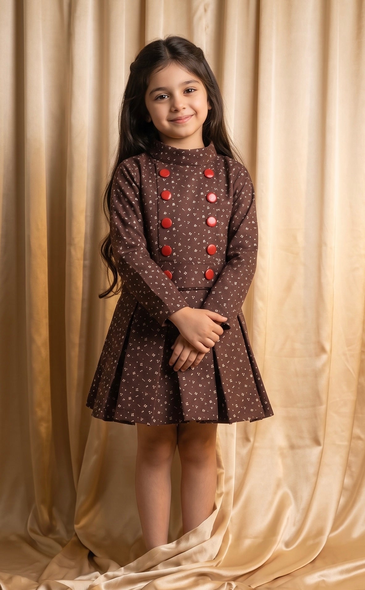Brown Winter Cotton Frock (M093)