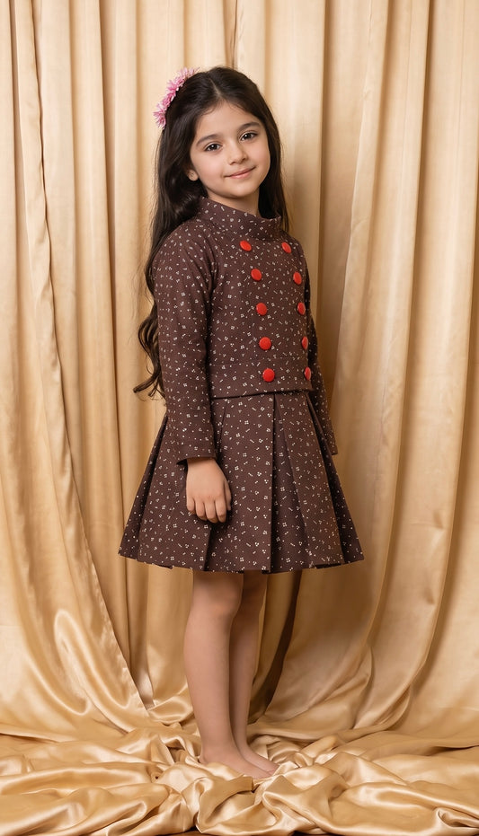 Brown Winter Cotton Frock (M093)