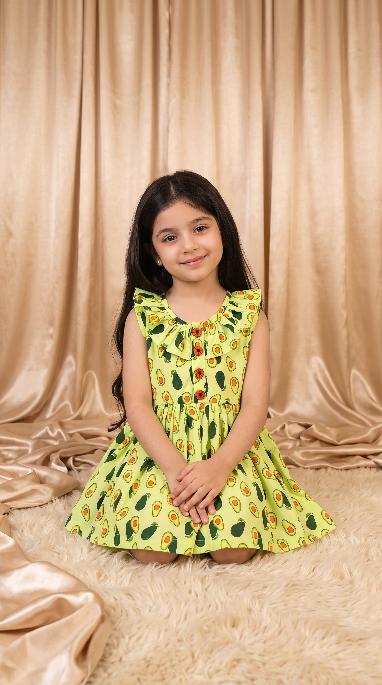 Lime Green Avocado Cotton Frock (M048)