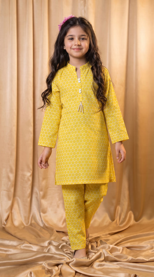 Yellow Honeycomb Cotton Co-Ord Set