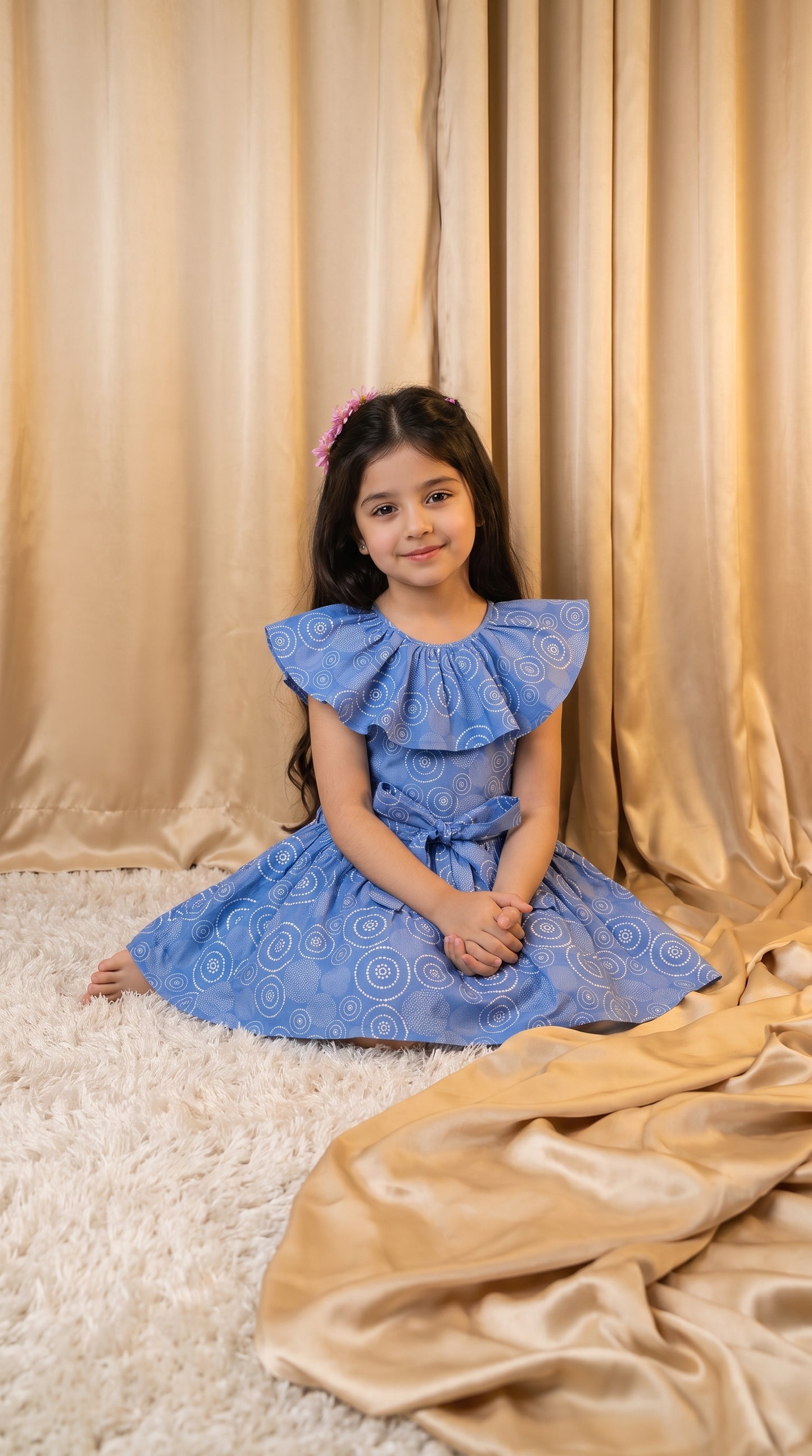 Light Blue Circular Cotton Frock (M067)