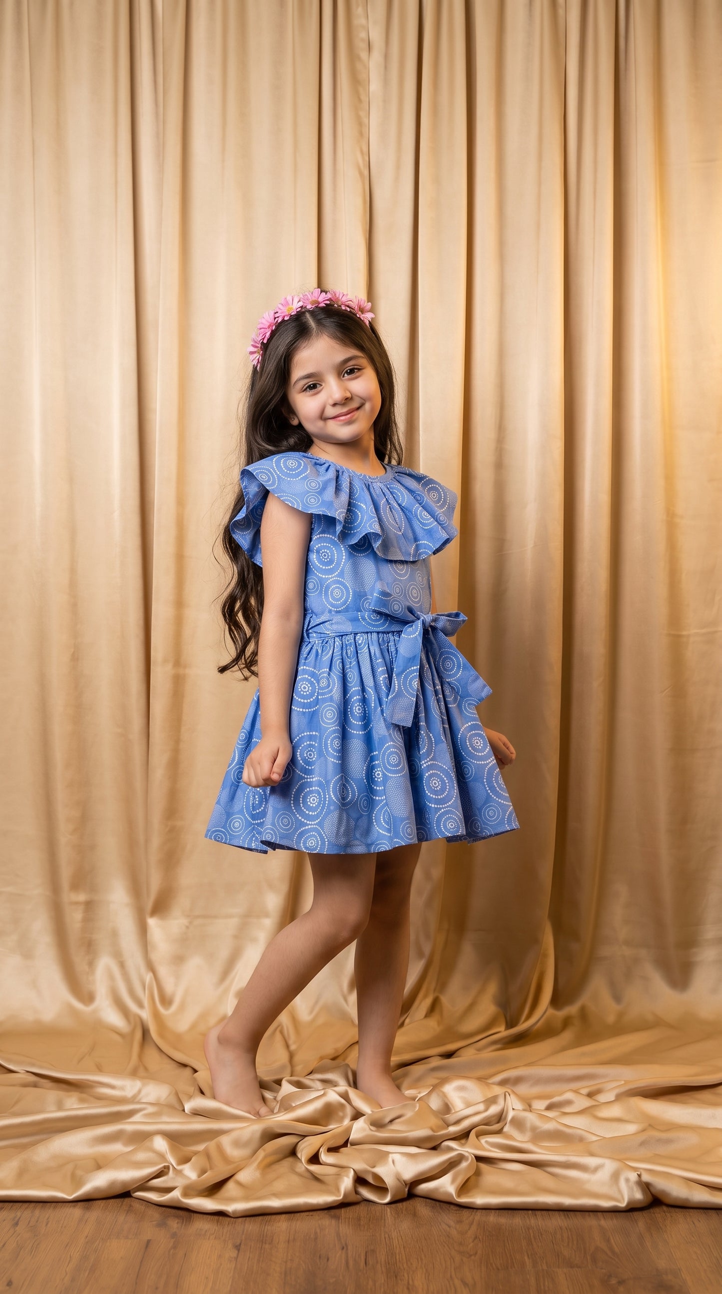 Light Blue Circular Cotton Frock (M067)