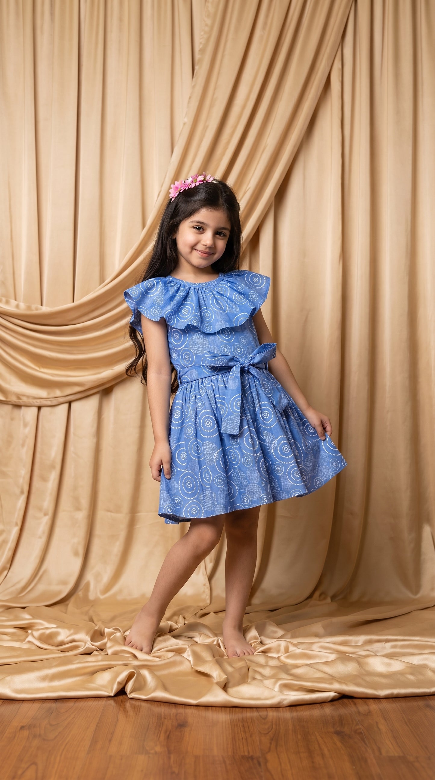 Light Blue Circular Cotton Frock (M067)