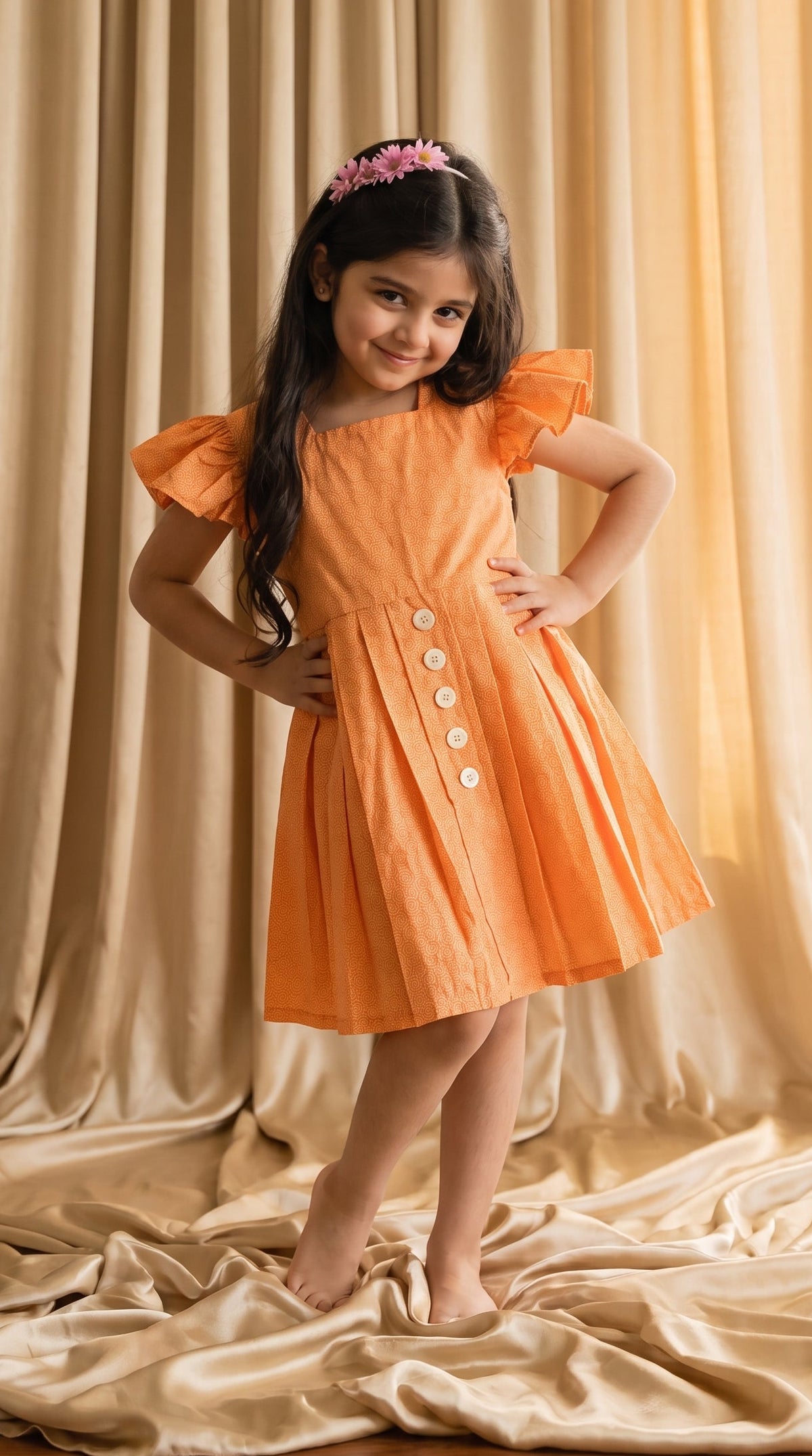 Peach Cotton Frock (M076)