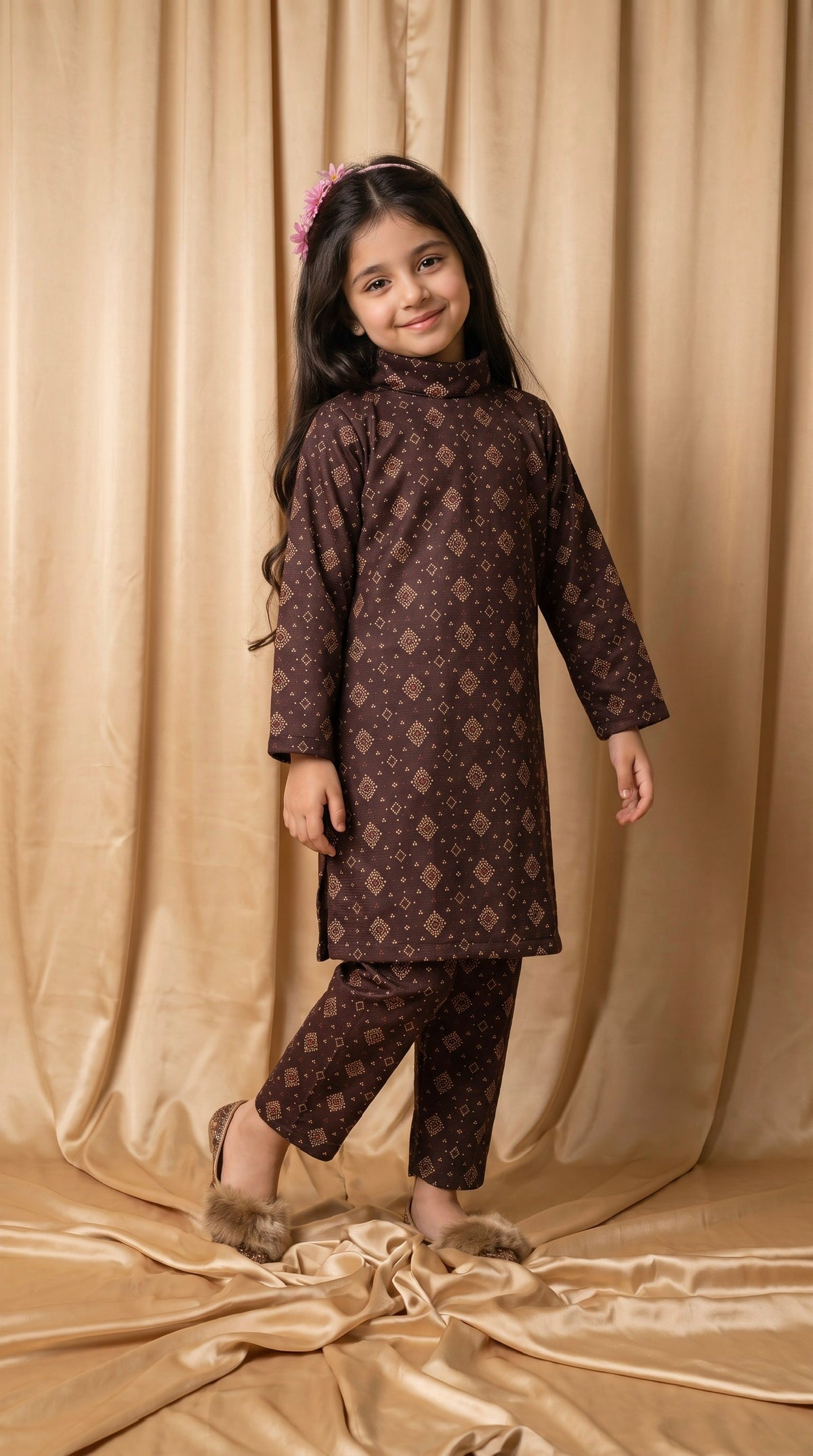 Deep Brown Dual Coated Woolen Co-Ord Set
