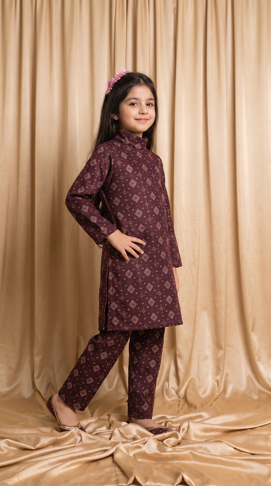 Deep Maroon Dual Coated Woolen Co-Ord Set