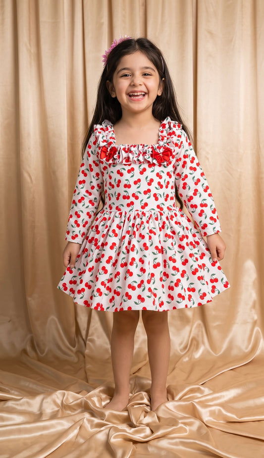 Red Cherry Cotton Frock (M027)