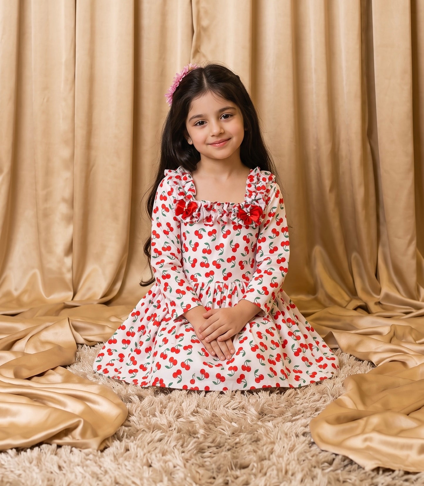 Red Cherry Cotton Frock (M027)